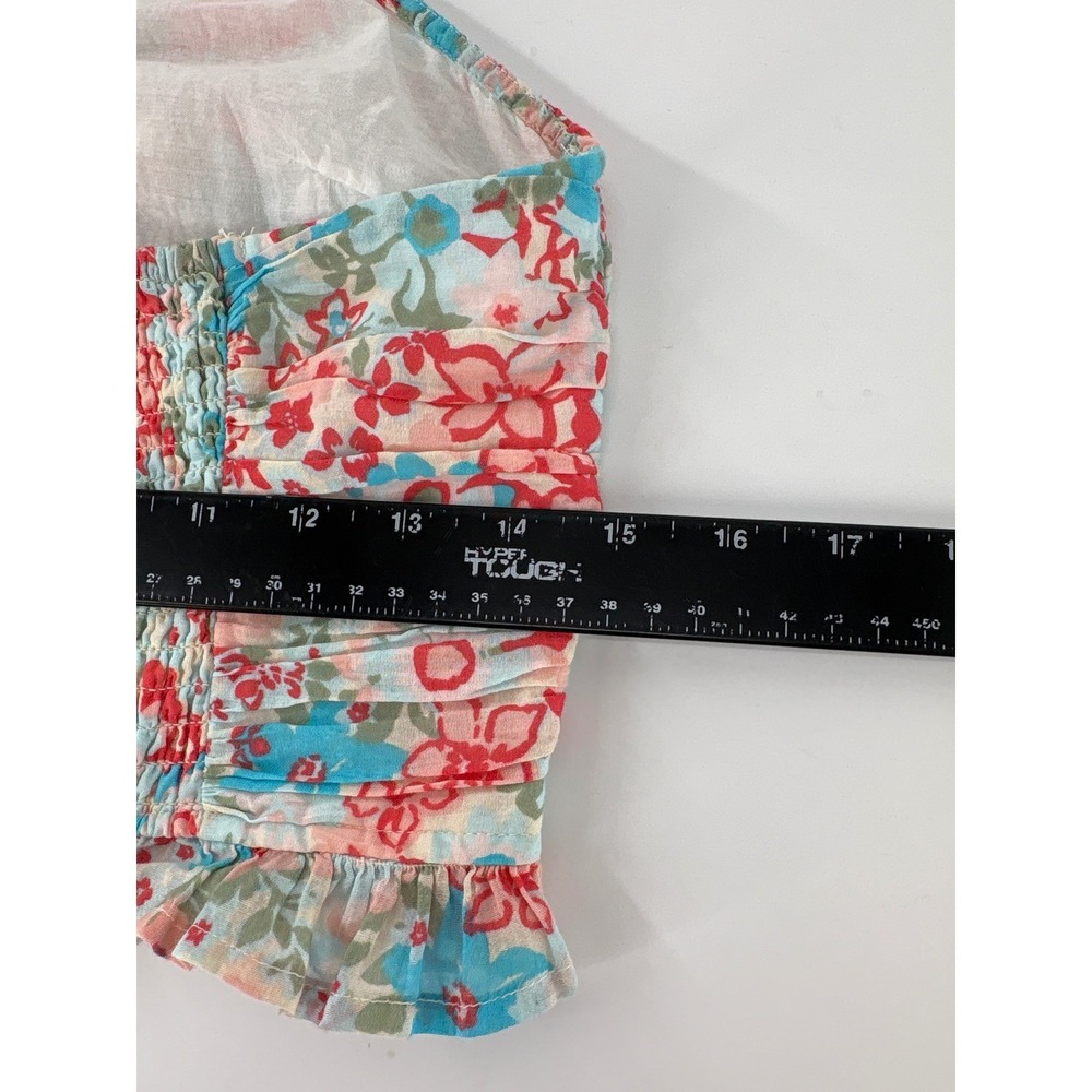American Eagle Floral Halter Womens Small Blue Babydoll Smocked Y2K - Picture 5 of 5